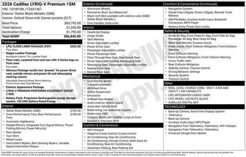 Stellar Black Metallic 2026 Cadillac LYRIQ V Premium