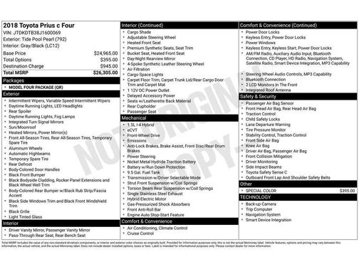 Pearl 2018 Toyota Prius c Four