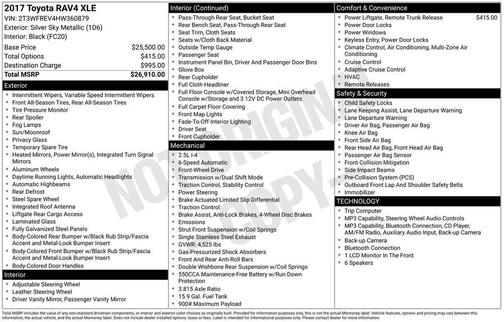 Silver Sky Metallic 2017 Toyota RAV4 XLE