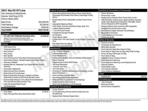 Gray 2021 Kia K5 GT-Line