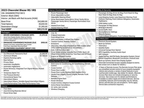 Black 2023 Chevrolet Blazer RS