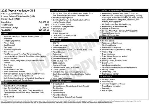 Celestial Silver Metallic 2022 Toyota Highlander XSE