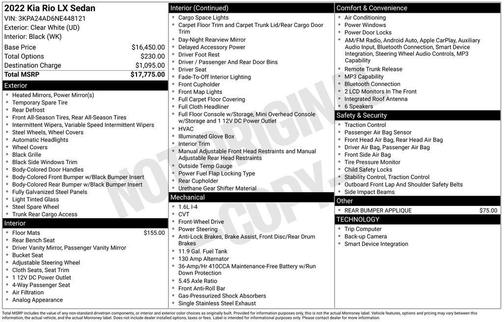 Clear White 2022 Kia Rio LX