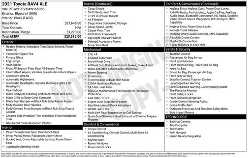 Blueprint 2021 Toyota RAV4 XLE