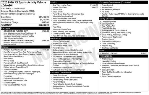 Phytonic Blue Metallic 2020 BMW X4 xDrive30i