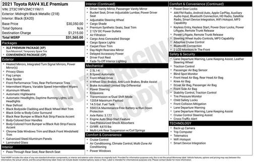Midnight Black Metallic 2021 Toyota RAV4 XLE Premium