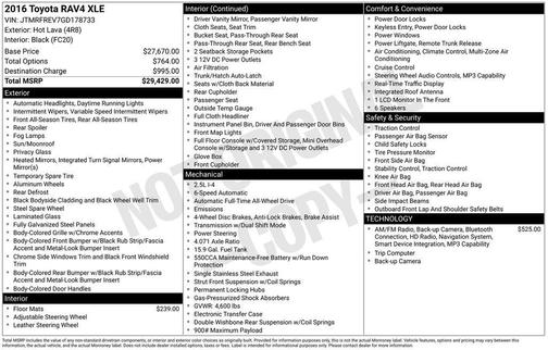 Hot Lava 2016 Toyota RAV4 XLE