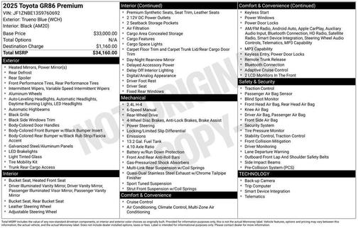 Blue 2025 Toyota GR86 Premium