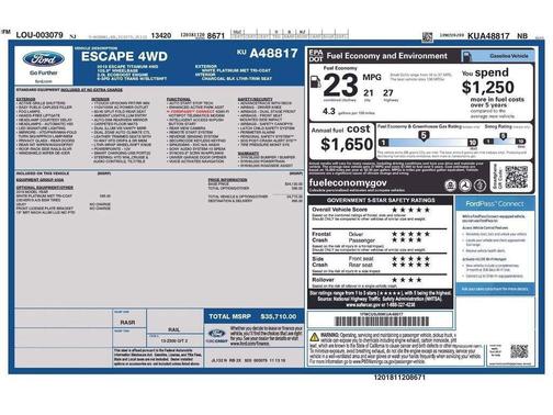 White Platinum Clearcoat Metallic 2019 Ford Escape Titanium