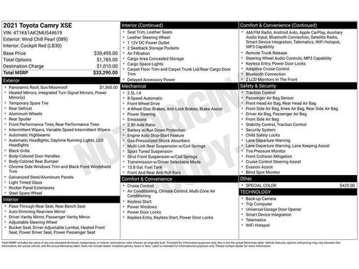 Wind Chill Pearl 2021 Toyota Camry XSE