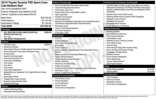 Magnetic Gray Metallic 2019 Toyota Tacoma TRD Sport