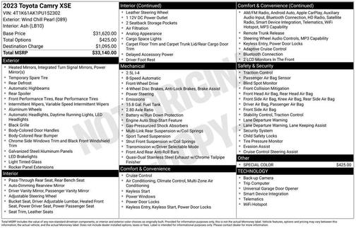 Wind Chill Pearl 2023 Toyota Camry XSE