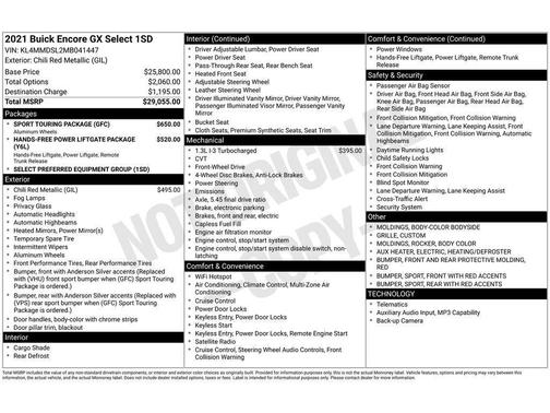 Chili Red Metallic 2021 Buick Encore GX Select