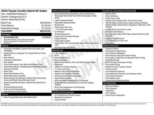 2024 Toyota Corolla Hybrid SE