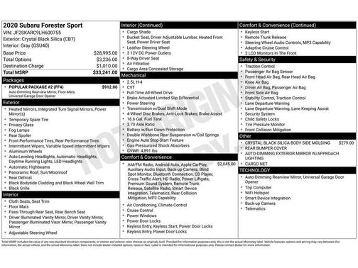 Crystal Black Silica 2020 Subaru Forester Sport