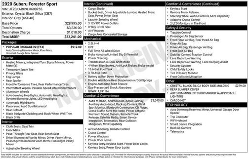 Crystal Black Silica 2020 Subaru Forester Sport