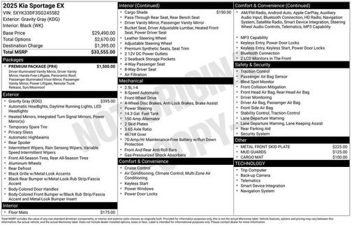 Gravity Gray 2025 Kia Sportage EX