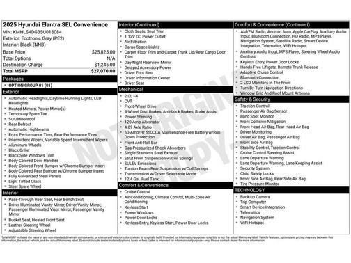2025 Hyundai ELANTRA SEL Convenience