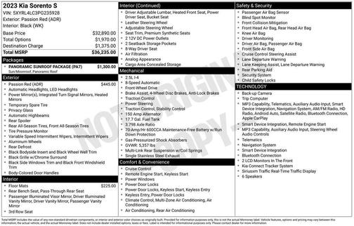 Passion Red Tintcoat 2023 Kia Sorento S
