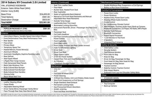 2014 Subaru XV Crosstrek 2.0i Limited