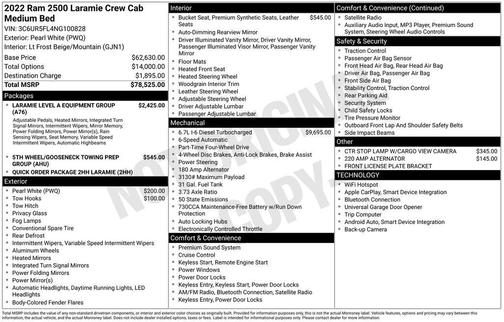 2022 RAM 2500 Laramie Crew Cab 4x4 6'4' Box