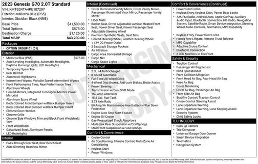 2023 Genesis G70 2.0T AWD