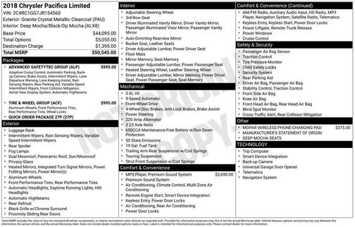 2018 Chrysler Pacifica Limited