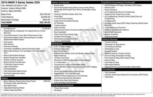 Alpine White 2016 BMW 320 i