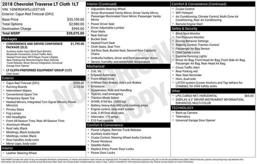 Cajun Red Tintcoat 2018 Chevrolet Traverse LT Cloth