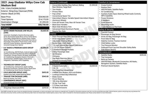 2021 Jeep Gladiator Willys 4x4