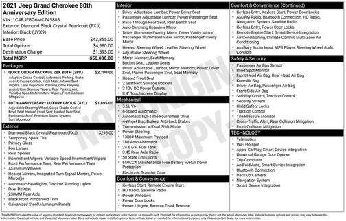 2021 Jeep Grand Cherokee 80th Anniversary 4x4