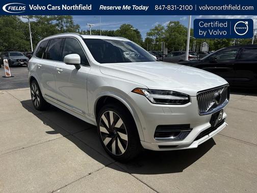 Crystal White 2024 Volvo XC90 Recharge Plug-In Hybrid T8 Plus Bright Theme 7 Passenger