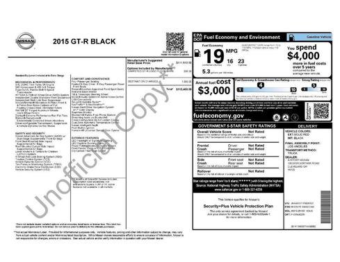 2015 Nissan GT-R Black Edition AWD 2dr Coupe