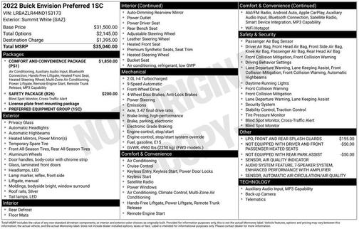Summit White 2022 Buick Envision FWD Preferred