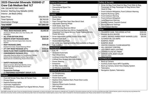 Sterling Gray Metallic 2025 Chevrolet Silverado 3500 LT