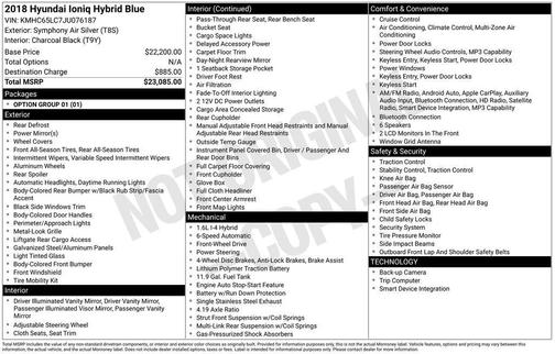 Symphony Air Silver 2018 Hyundai IONIQ Hybrid Blue
