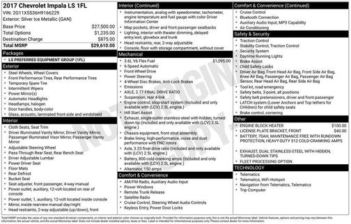 2017 Chevrolet Impala 1LS