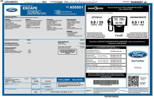 Black 2013 Ford Escape SEL