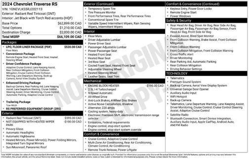 Radiant Red Tintcoat 2024 Chevrolet Traverse RS