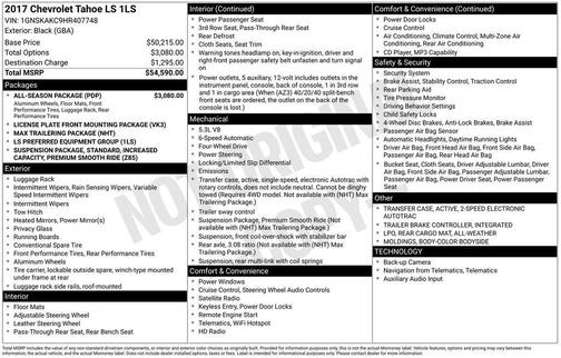 Black 2017 Chevrolet Tahoe LS