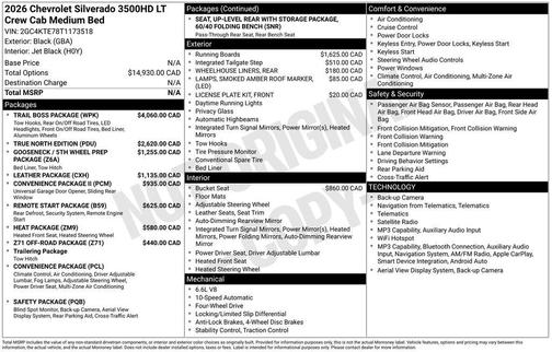 Black 2026 Chevrolet Silverado 3500 LT
