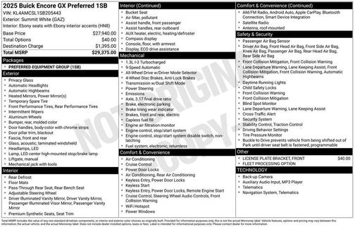 Summit White 2025 Buick Encore GX Preferred