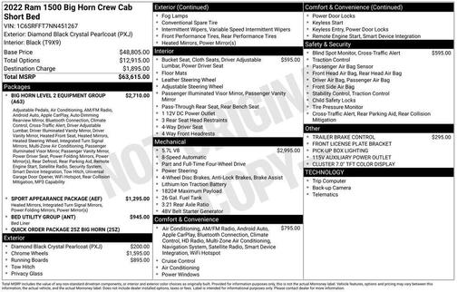 Diamond Black Crystal Pearlcoat 2022 RAM 1500 Big Horn/Lone Star
