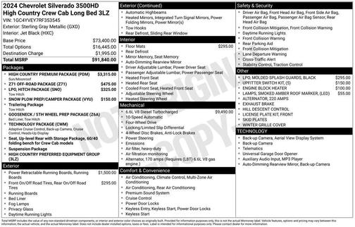 Sterling Gray Metallic 2024 Chevrolet Silverado 3500 High Country