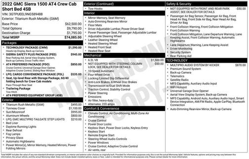 Titanium Rush Metallic 2022 GMC Sierra 1500 AT4