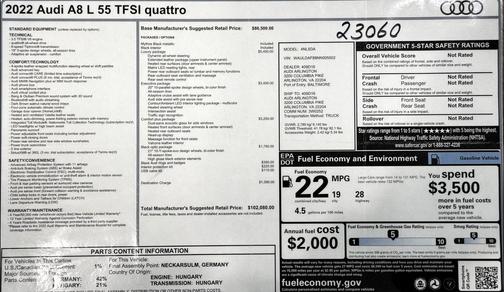 2022 Audi A8 L 55 TFSI quattro Tiptronic