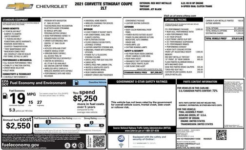 2021 Chevrolet Corvette Stingray w/2LT