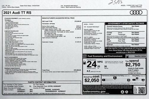 2021 Audi TT RS 2.5T