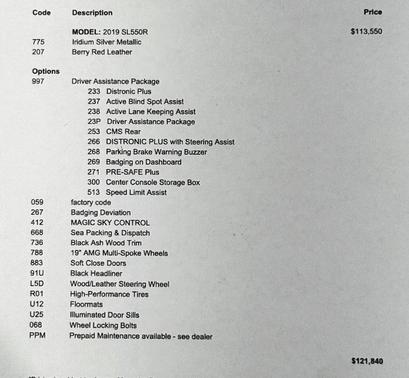 2019 Mercedes-Benz SL 550 SL 550