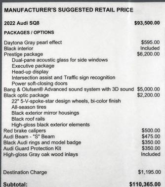 2022 Audi SQ8 4.0T Prestige